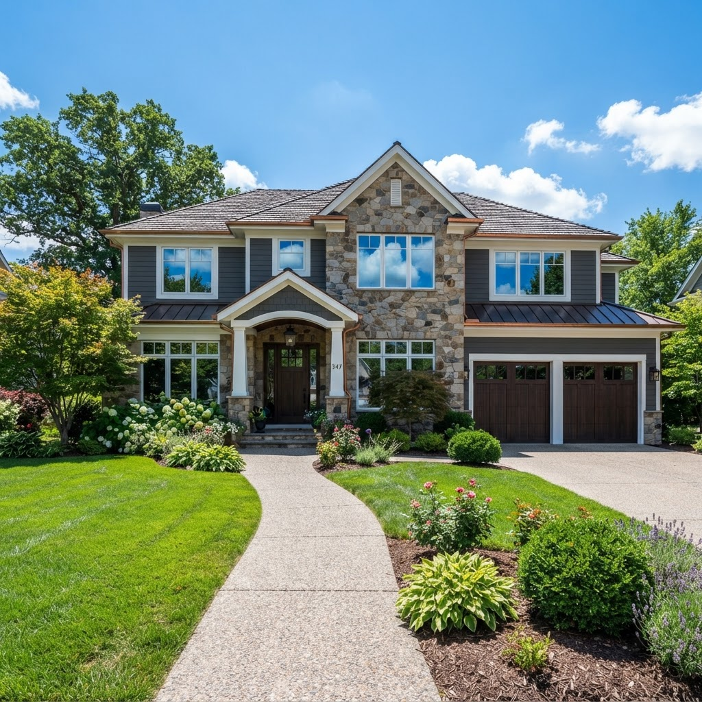 Suburban home with clean sparkling windows